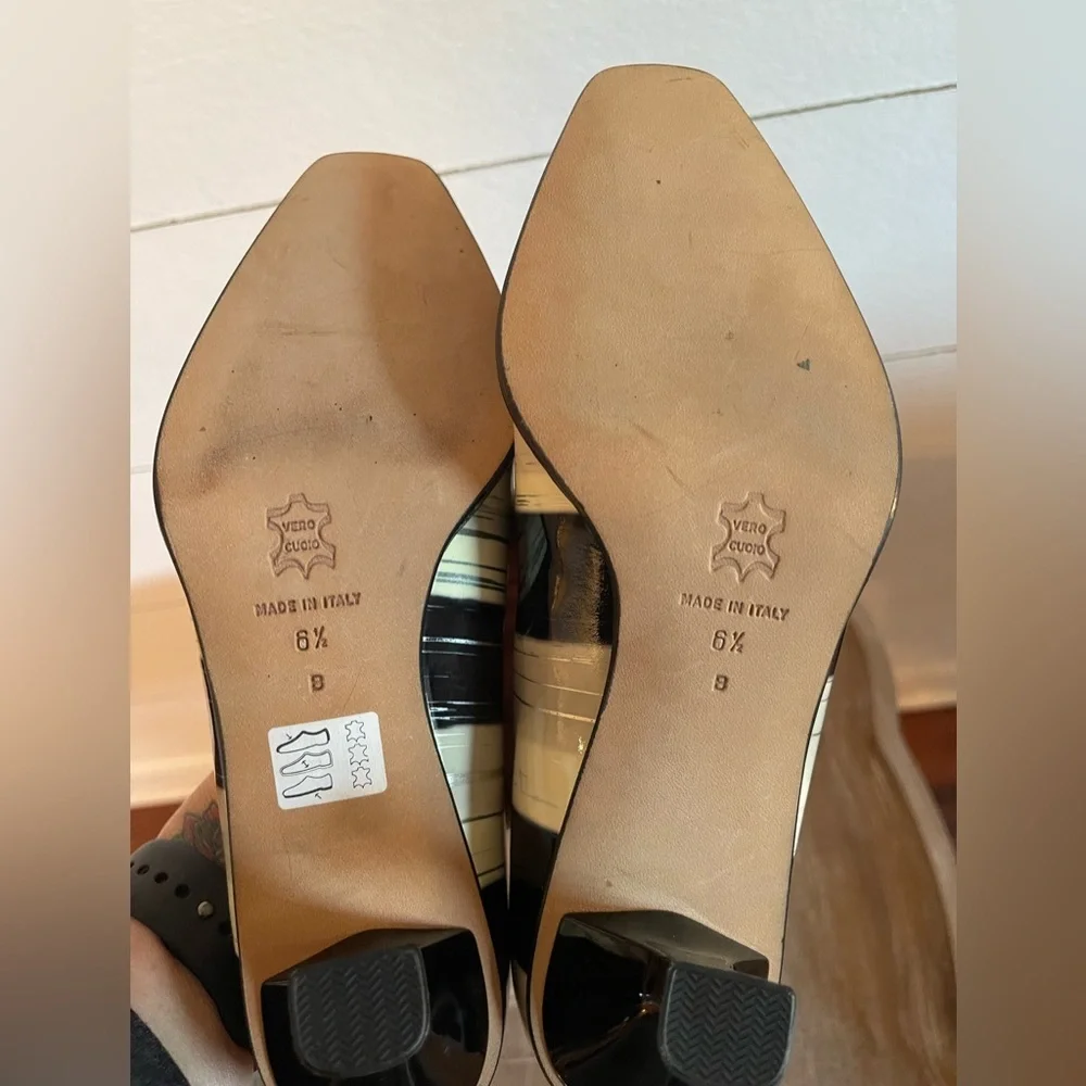 Lily of Florence by Renzo Fontanelli Italian Vintage Black White Heels Size 6.5
